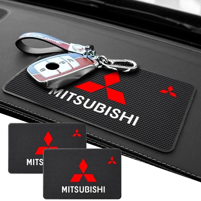 Car Silicone Non-Slip Mat Interior Console Emblem Badge Anti-Slip Pad For Mitsubishi Subaru Abarth JEEP Fiat Volvo Jaguar Honda