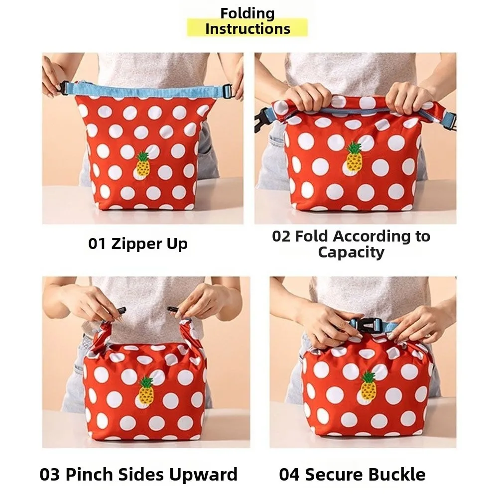 حقيبة غداء محمولة ذات سعة كبيرة قابلة للطي معزولة حقيبة معزولة مقاومة للماء حقيبة طعام محمولة باليد لحفظ الفاكهة #4