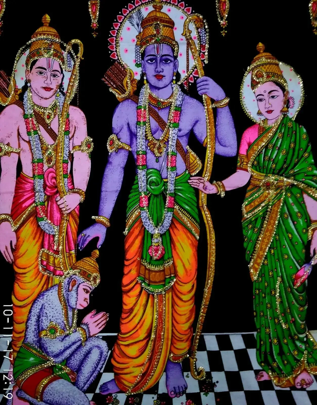 Indian Handmade Poster Lord Sita Ram With laxman Wall Hanging Tapestry Decor Art