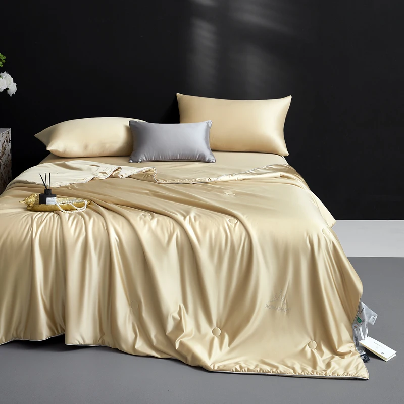 Pure Mulberry Silk Comforter for All Season, 100% Natural Long Strand Silk Filled Duvet, Lightweight Summer Quilt/Blanket/Duvets