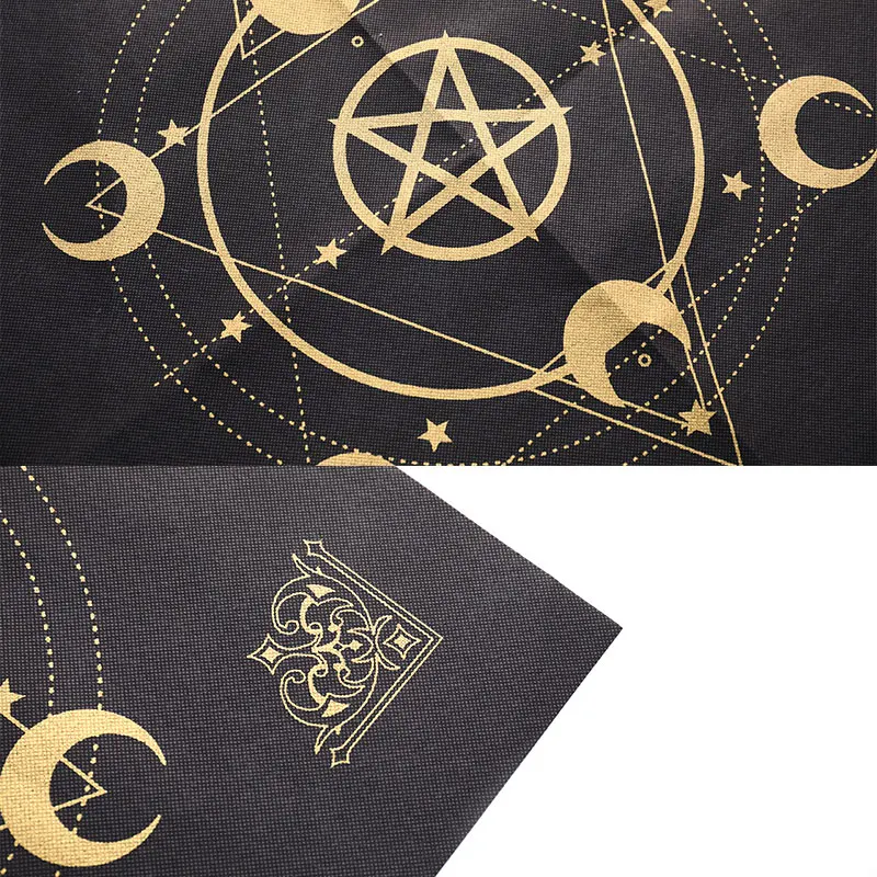 4 Style Tarots Tablecloth Triple Moon Pentagrams Pagan Altar Cloth Flannel Tarots Cloth Divination Astrology Board Game 49x49cm