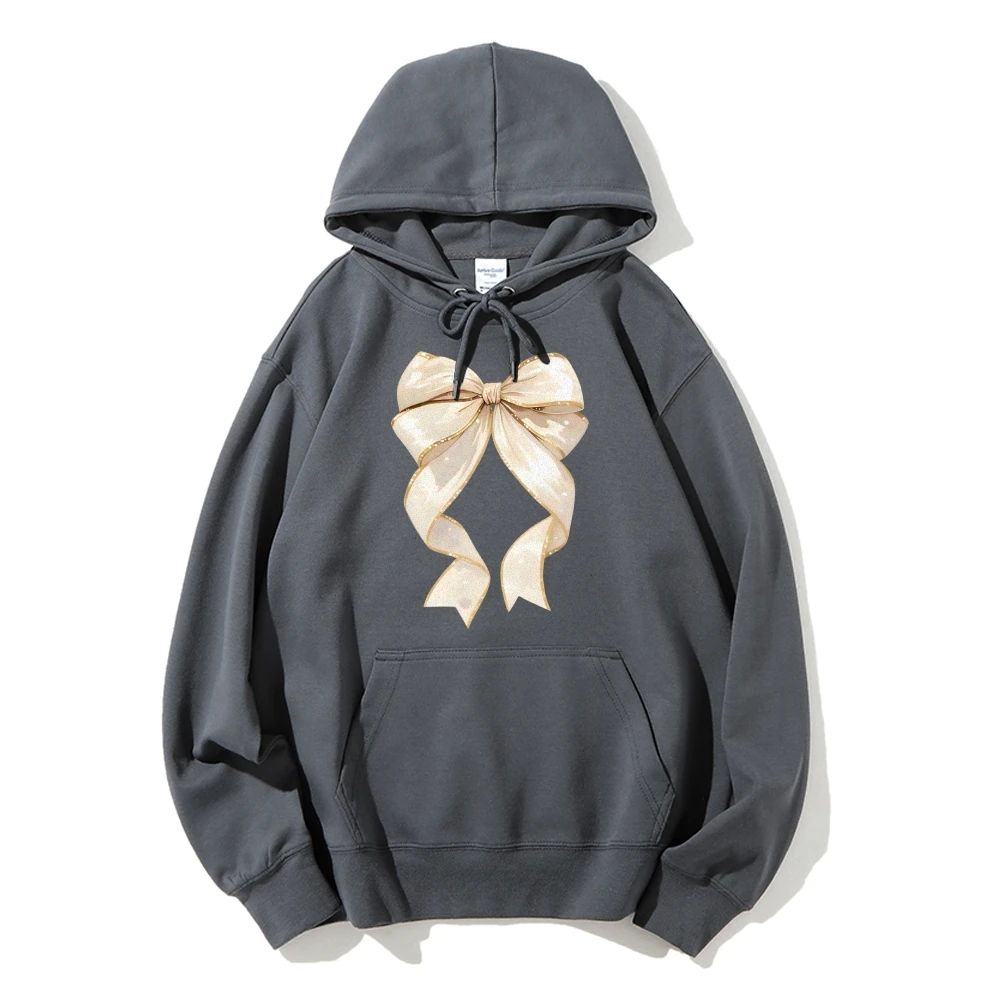 Duża kokarda, elegancka, delikatna i kobieca bluza z kapturem w stylu Y2k z grafiką, proste ubrania, miękki materiał na szykowne, codzienne stylizacje.