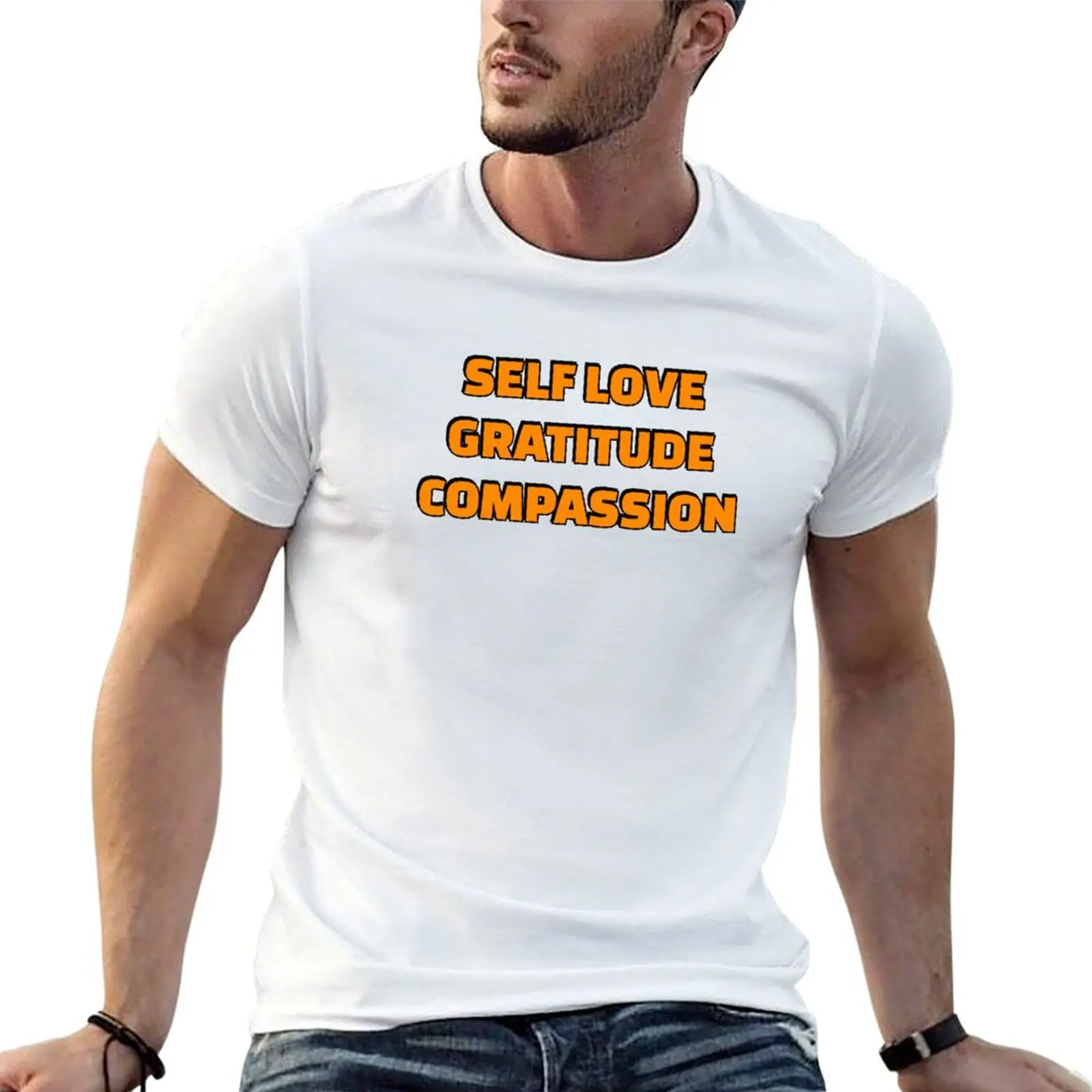 Pack d'autocollants avec affirmations positives - T-shirt imprimé style vintage sur le thème de l'amour-propre, de la gratitude et de la compassion