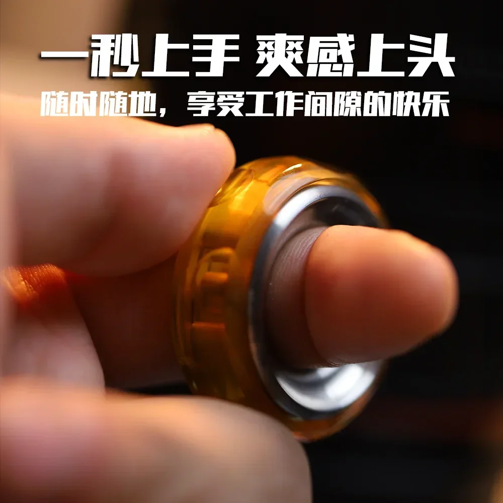 Steamed Chinese sponge cake Studio PEI Cheese Ring EDC Stainless Steel Ratchet Gyro Section Mechanic Decompression Toy Push Card