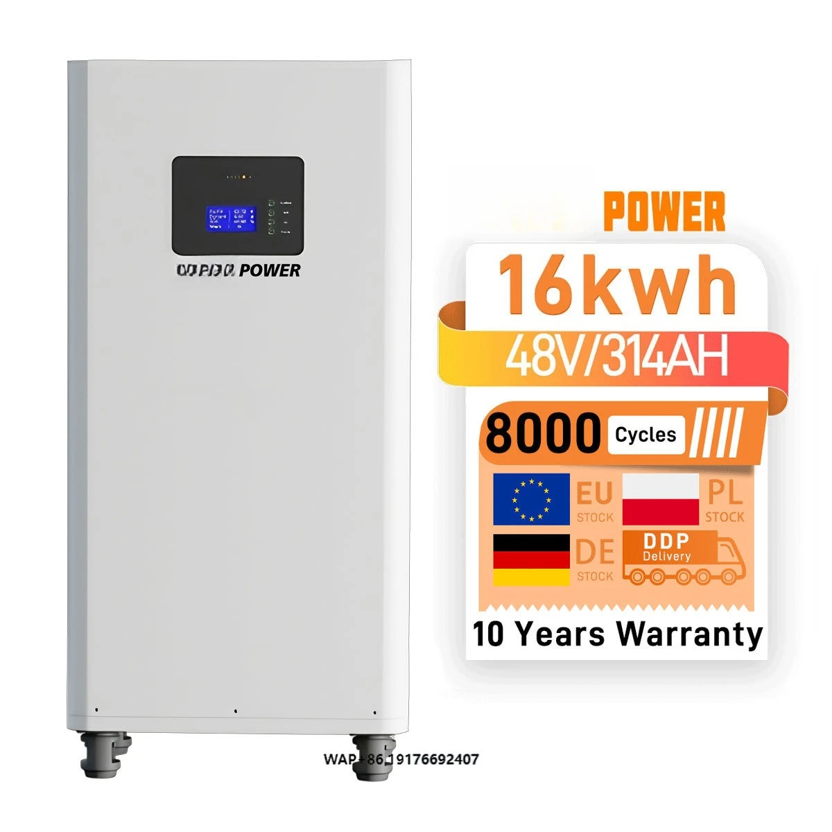 EU 51.2V 314AH Lithium Battery Pack Smart BMS Grade A Zasilanie awaryjne Akumulatory LiFePO4 Magazyny Energii w polsce 16KW 15KW