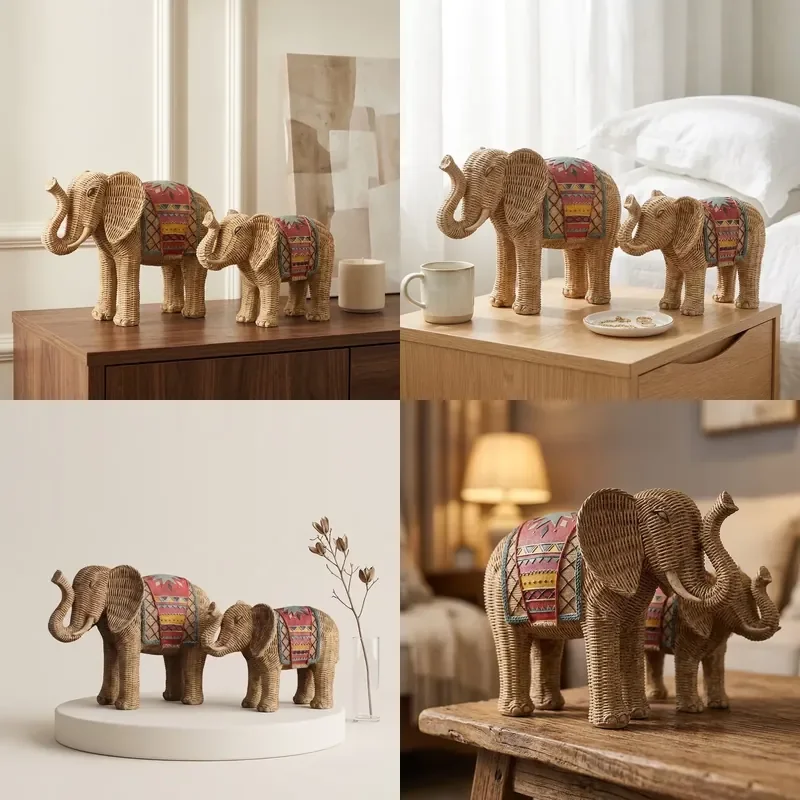 for Medieval Art Weaving Elephant Ornament Living Room Porch TV Cabinet Study Home Decoration High End Niche