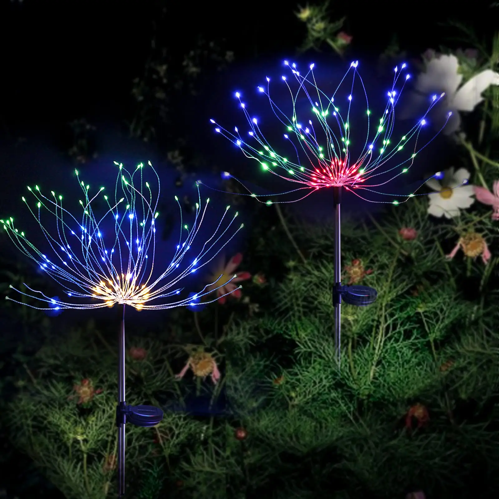 1Pc luci per fuochi d\'artificio a LED per esterni impermeabile ghirlanda solare luce giardino festa di natale illuminazione da giardino capodanno