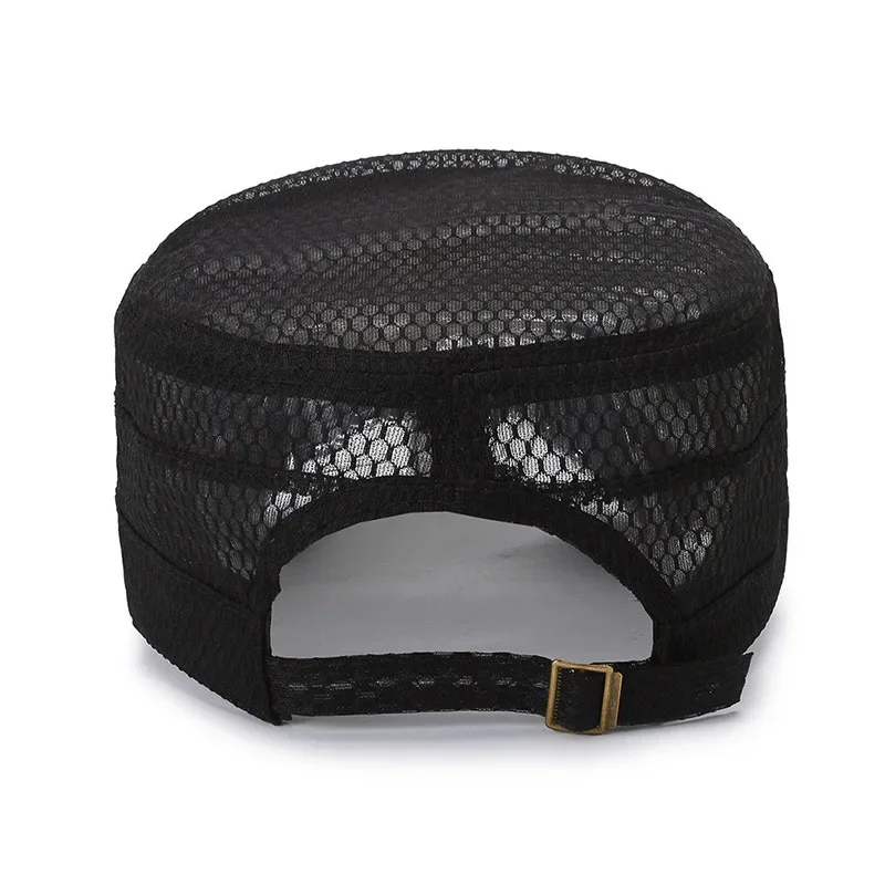 قبعة صيفية للجنسين S P حروف معدنية واقية من الشمس شبكة قبعة مسطحة موضة في الهواء الطلق قبعة عادية قابلة للتنفس للرجال والنساء