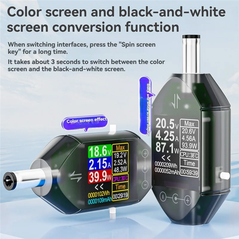 AT43-DT550 600 واط مقياس الطاقة الرقمي DC4.5-50V الجهد فاحص التيار DC5.5X2.5 مللي متر واجهة قياس القدرة أ