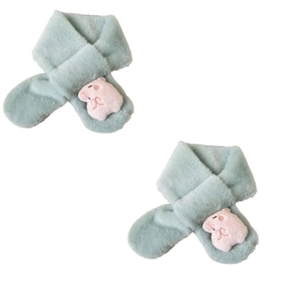 

2 шт., плюшевый шарф Kawaii Kapibala в форме капибалы, детский шарф Kapibala с имитацией кроличьего меха, сохраняющий тепло, сплошной цвет