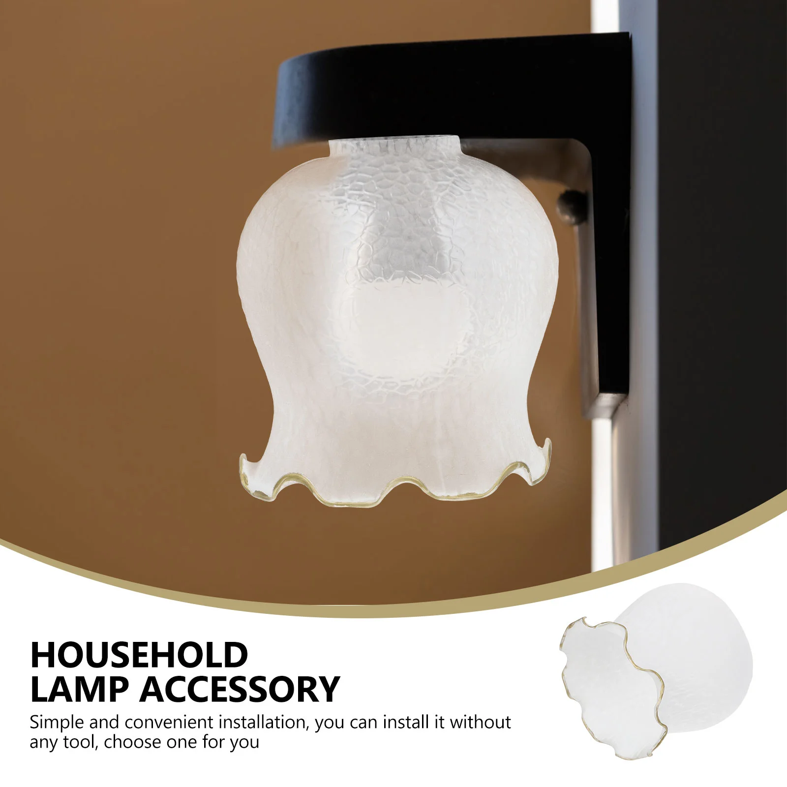 Outdoor Lamp Shade Lace Glass Lampshade Simple Anti-dust Exquisite Accessories White Frosted