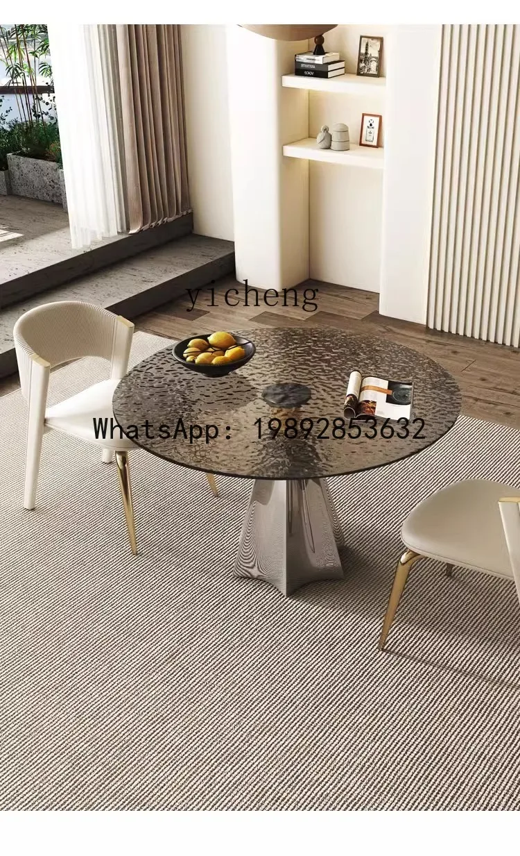 

X5 round glass minimalist small round table household small apartment dining table