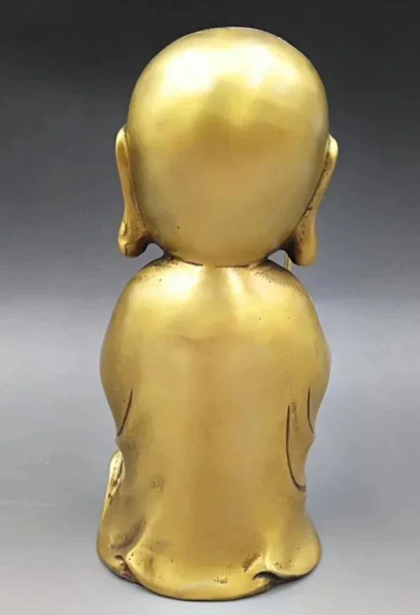 Chinese Hand Carved Brass Young Monk Buddha Statue