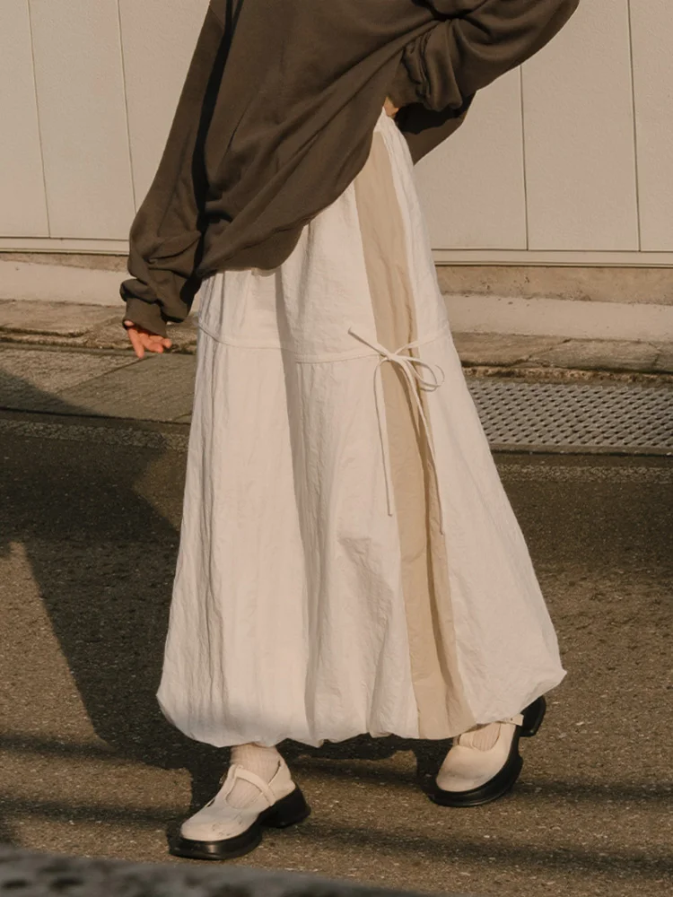 

Новая женская юбка-баллон Queenop осень-зима с завязками по бокам, повседневная, из полиэфирного волокна, эффектная модель