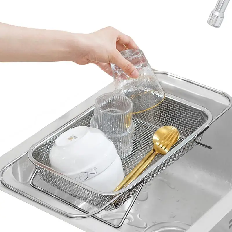 

Sink Strainers For Kitchen Extendable Stainless Steel Colander Kitchen Vegetable Washing Draining Strainer Kitchen Gadgets For