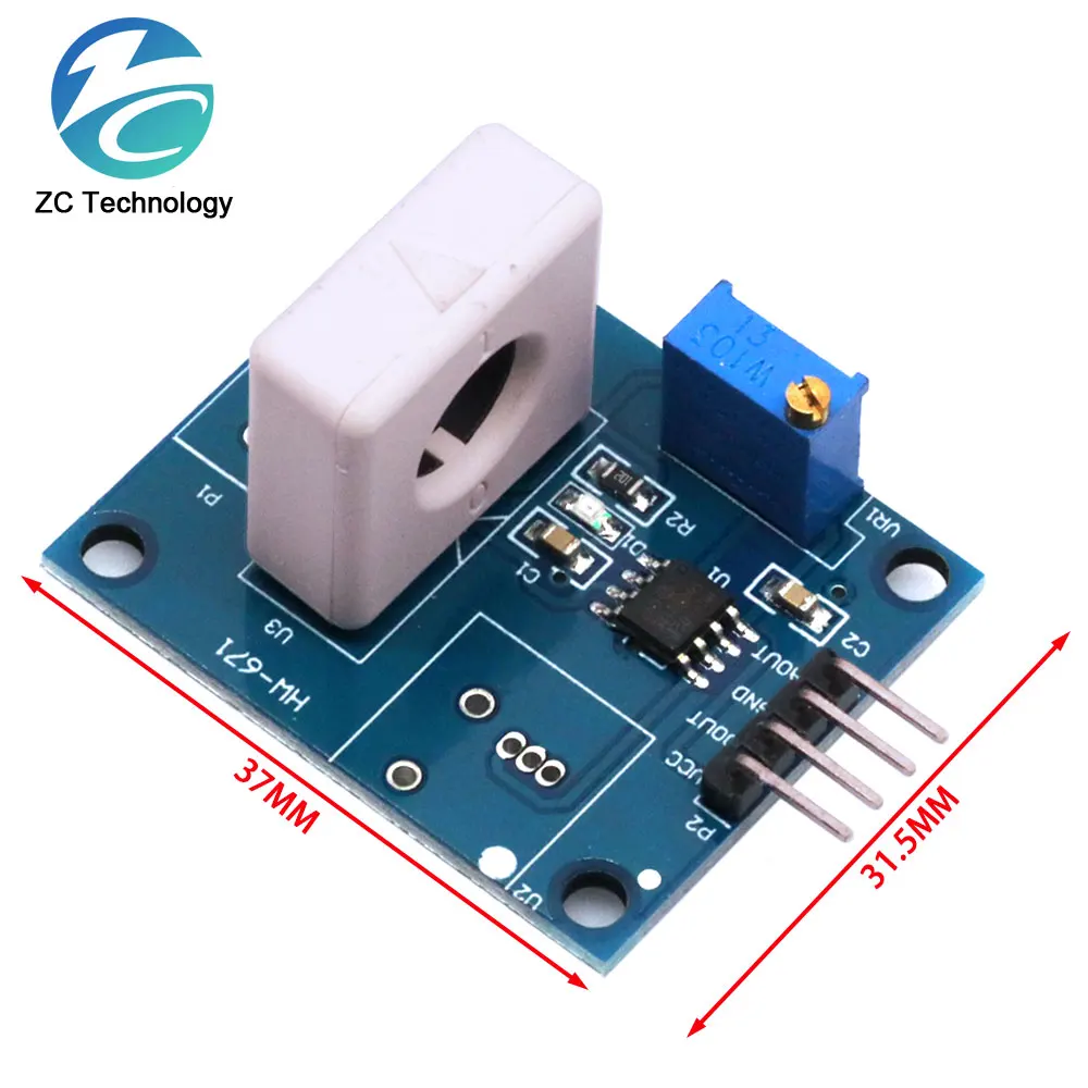 DC 5V WCS1800 Hall Current Detection Sensor Module 35A Precise With Short Circuit Overcurrent Signal Lamp A/D conversion