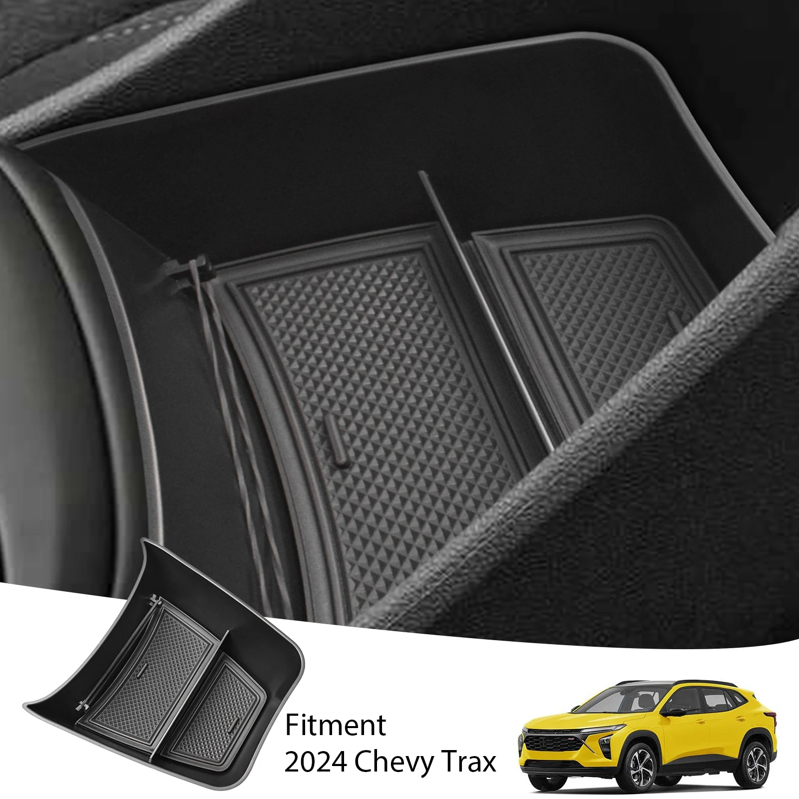 

Armrest Storage Tray Box for 2024 Chevy Trax Car Center Console Secondary Organizer ABS Car Storage Coin Insert Accessories