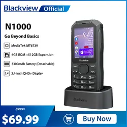 Blackview N1000 Rugged Smartphone, MediaTek MT6739 2.4 inch Display Dual 4G Mobile Phone With Dial Button For Elderly Cellphone