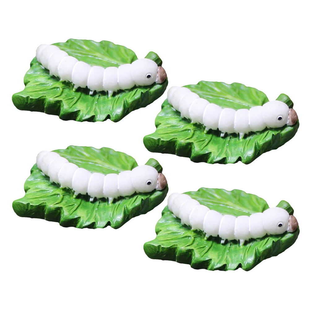

4 pcs Micro Landscape Statues Resin Caterpillar Figurines Garden Decor Fairy Ornaments Mini Insect Sculptures For Dollhouse