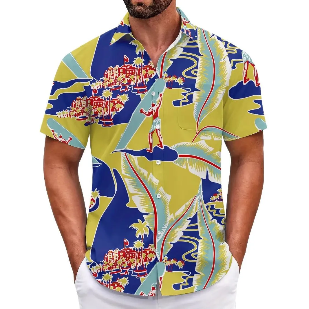

New Men's 12 Color Fruit 3D Printed Shirt Men's Lapel Short Sleeve Hawaiian Beach Casual Outdoor Vacation Outdoor Shirt Top 5XL