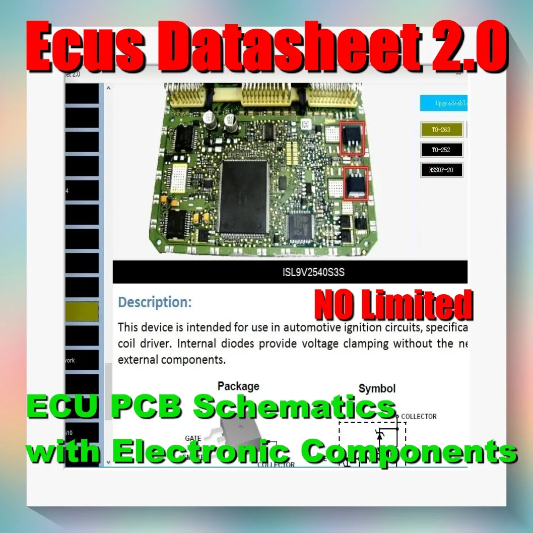 Ecus Datasheet 2.0 ECU-reparatiesoftware PCB-schema's met elektronische componenten van auto-ECU en extra informatie Gratis Keygen