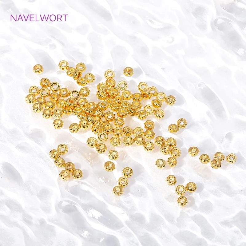 Wholesale 18K Gold Plated Brass Round Corrugated Spacer Beads Separator Beads For Jewelry Making DIY Necklace Bracelet Fittings