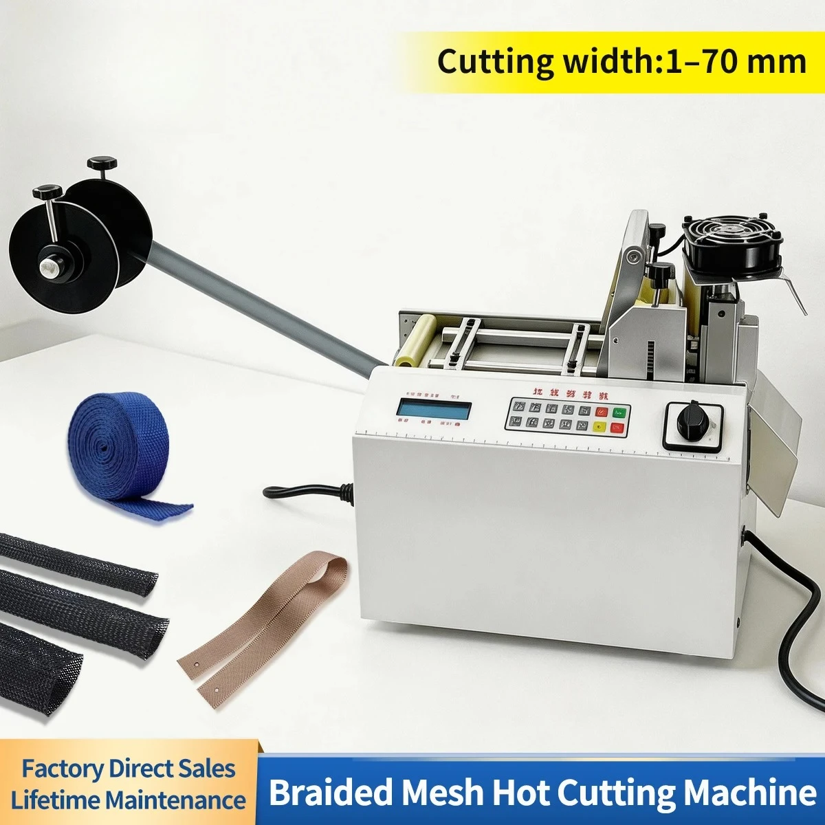 Microcomputer Automatic Hot  for Webbing Braided Heat Shink Sleeving Nylon Rope Elastic Band Cutter