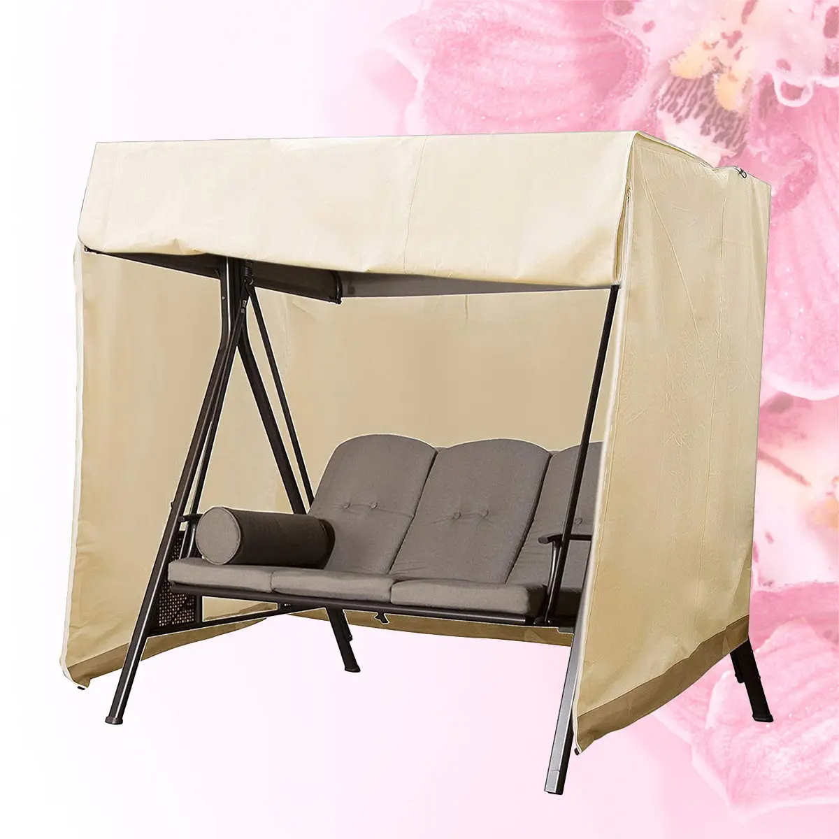 Garden Swing Cover Waterproof Outdoor Hanging Chair Protector Dustproof Sunproof Lightweight Easy Use Eco Friendly Beige Coffee - view 6
