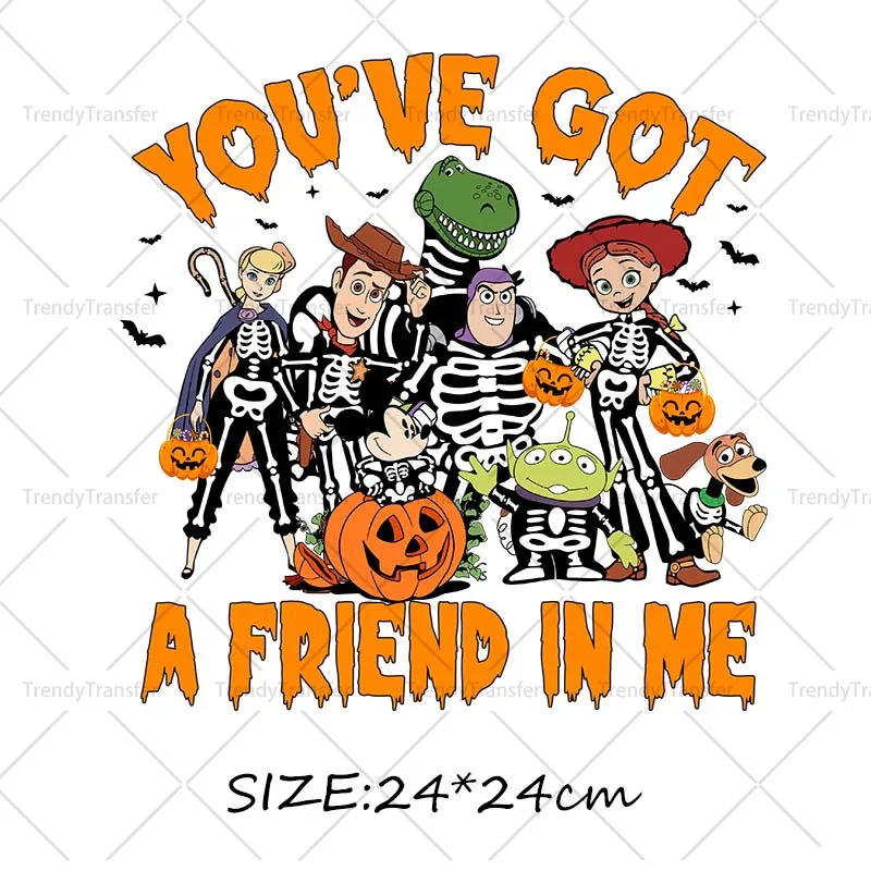 Halloween Toy Story Iron on Decals Heat Press Stickers Printing for Clothes Thermal Patches on Tshirts