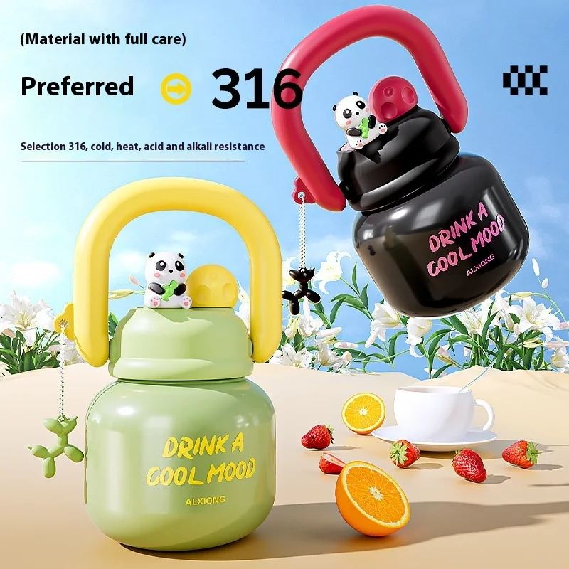 316 stainless steel insulated cold water cup with large capacity and straw, large belly cup, female ton pot, student travel