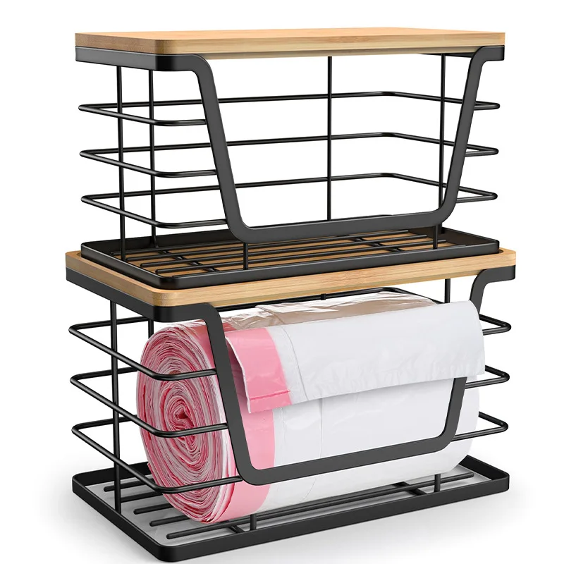 مجموعة تخزين المطبخ الكاملة المكونة من قطعتين: أقصى مساحة مع موزع أكياس القمامة وسلة حائط متعددة الاستخدام للتوابل والإنتاج #5