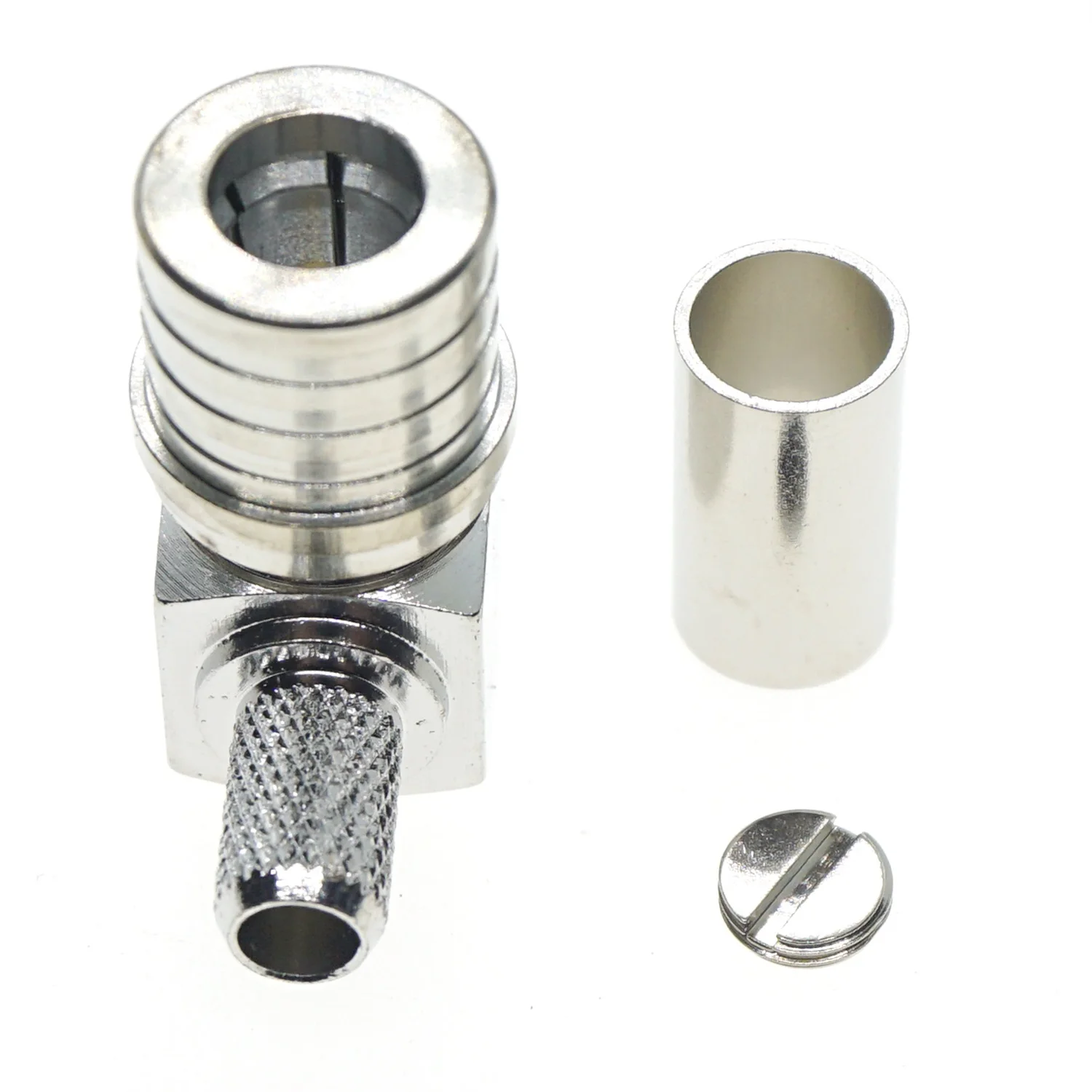 QMA Male Plug Right Angle 90 degree Crimp for LMR195 RG58 RG400 RG142 Cable Lot RF Connector