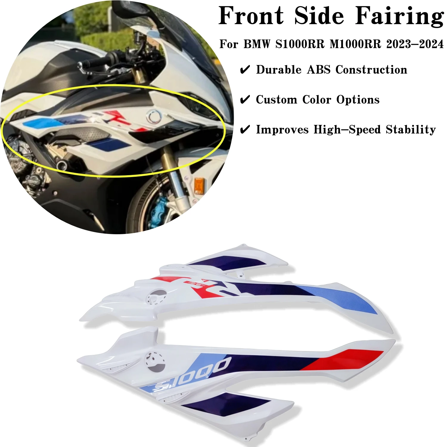 For BMW S1000RR M1000RR 2023 2024 Front Side Fairing Panel ABS Plastic Body Cover Kit Motorcycle Exterior Parts