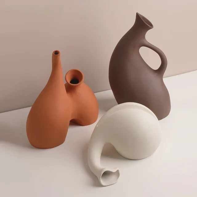 Japanese Special-shaped Ceramic Vase Sculpture Accessories Home Room Furnishing Decoration Bookshelf Cabinet Ornaments