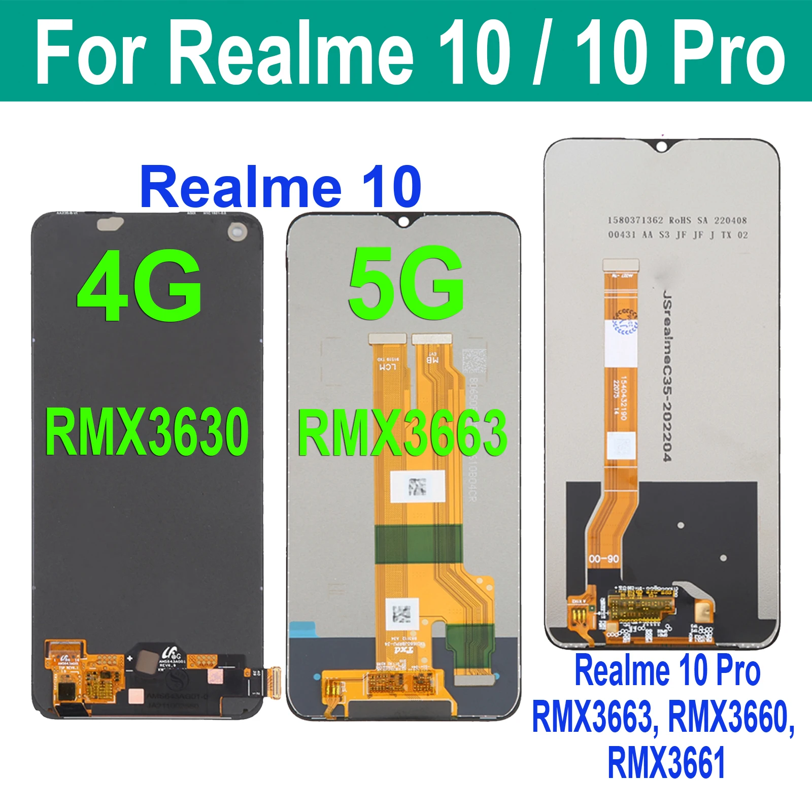 For OPPO Realme 10 Pro 5G RMX3630 RMX3663 RMX3660 RMX3661 LCD Display Touch Screen Digitizer Assembly