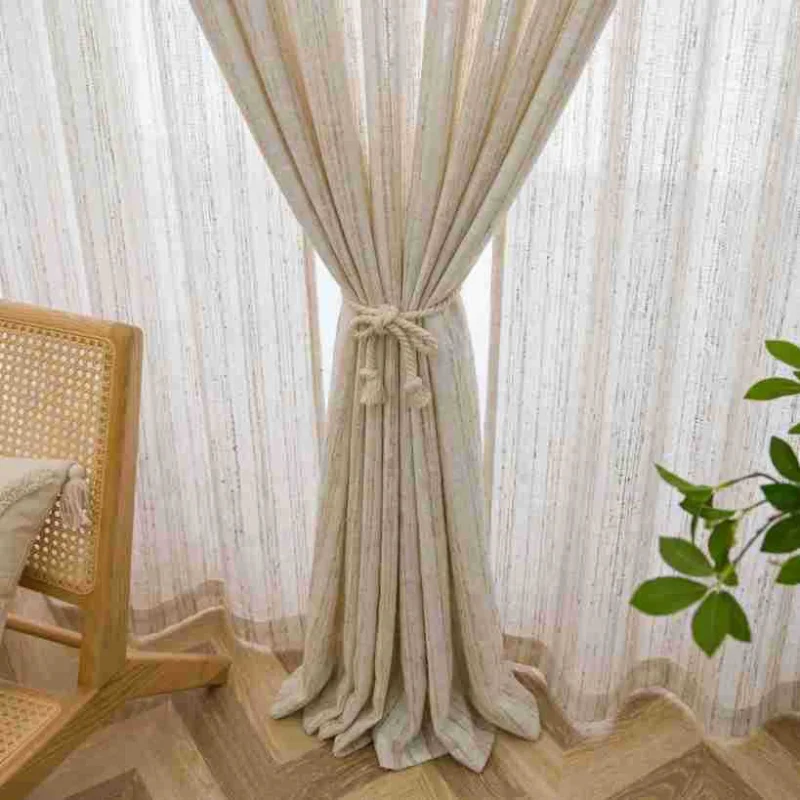 Jacquard Bay Window Curtains - Semi-transparent Light-blocking Curtains for American-style Shading with Partial Transparency