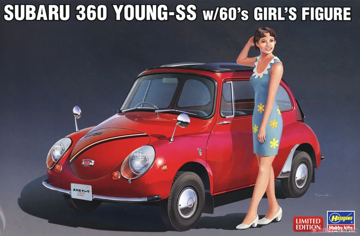 Hasegawa 52291 Static Assembled Car Model Toy 1/24 Scale For Subaru 360 Young SS w/60`s Girls Figure Car Model Kit