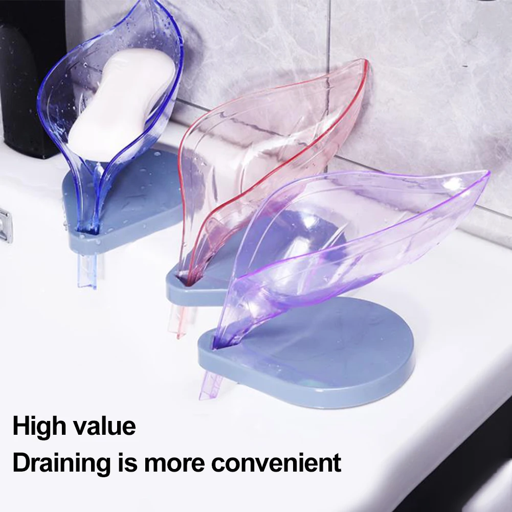 Leaf Shape Soap Box Bathroom Soap Dish Storage Non-slip Drain Soap Holder Case Container Plates Bath Gadget Bathroom Accessories