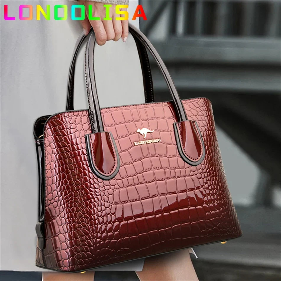 

Crocodile Patent Leather Purse and Handbag Luxury Design Bags for Women 2024 New Female Shoulder Crossbody Small Bolsa Feminina