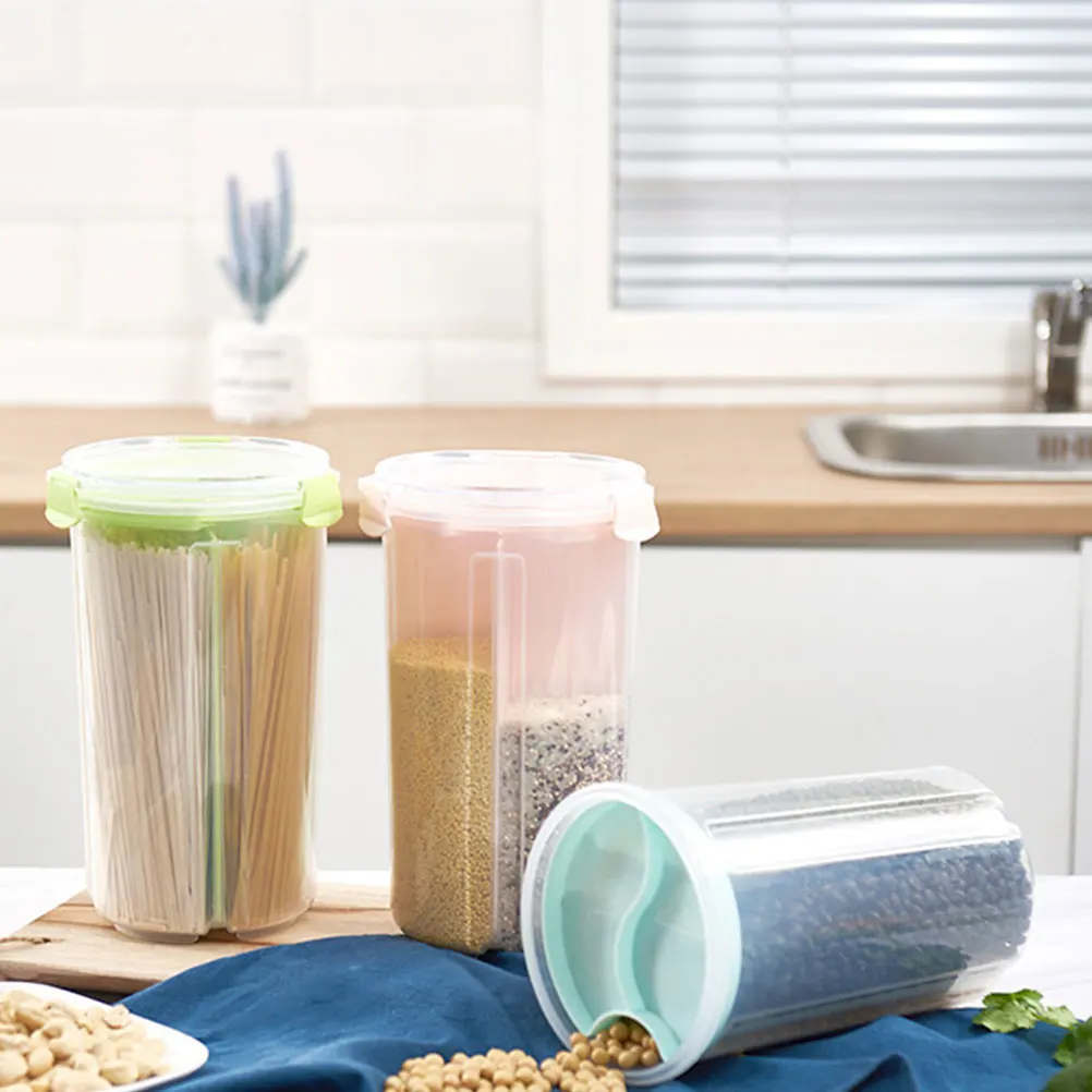 

Sealed Storage Jar Plastic Cereals Container Kitchen Food Organizer Clear Compartment Box Household Tea Candy Honey