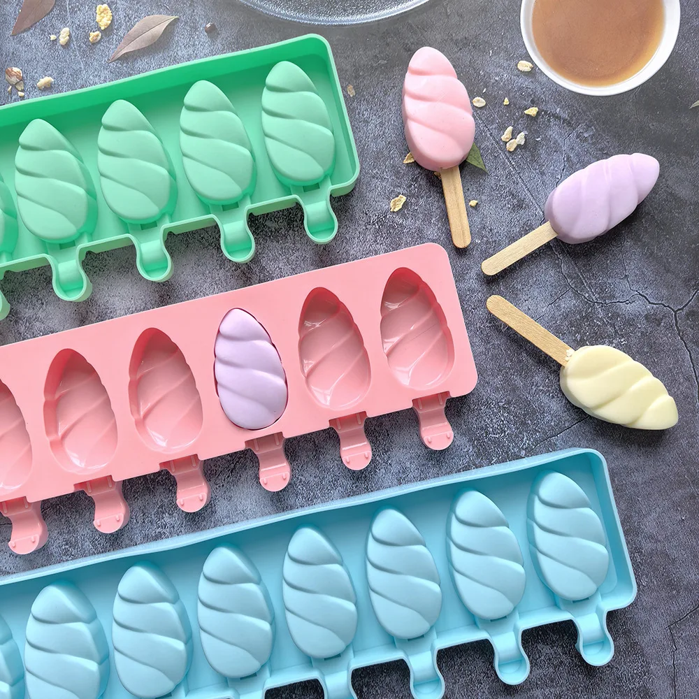 8 Cavities Water Drop Silicone Ice Cream Mold Stripe Chocolate Candy Jelly Baking Mould Cake Decor Soap Candle Making Set Gifts