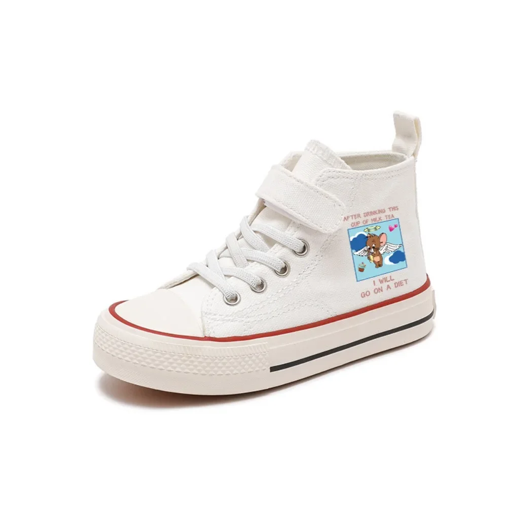 Tom and Jerry Children Sport Girl High-top  Boys Kid Canvas Shoes Disney Casual Cartoon comfort Shoes  Print Boys Tennis Shoes