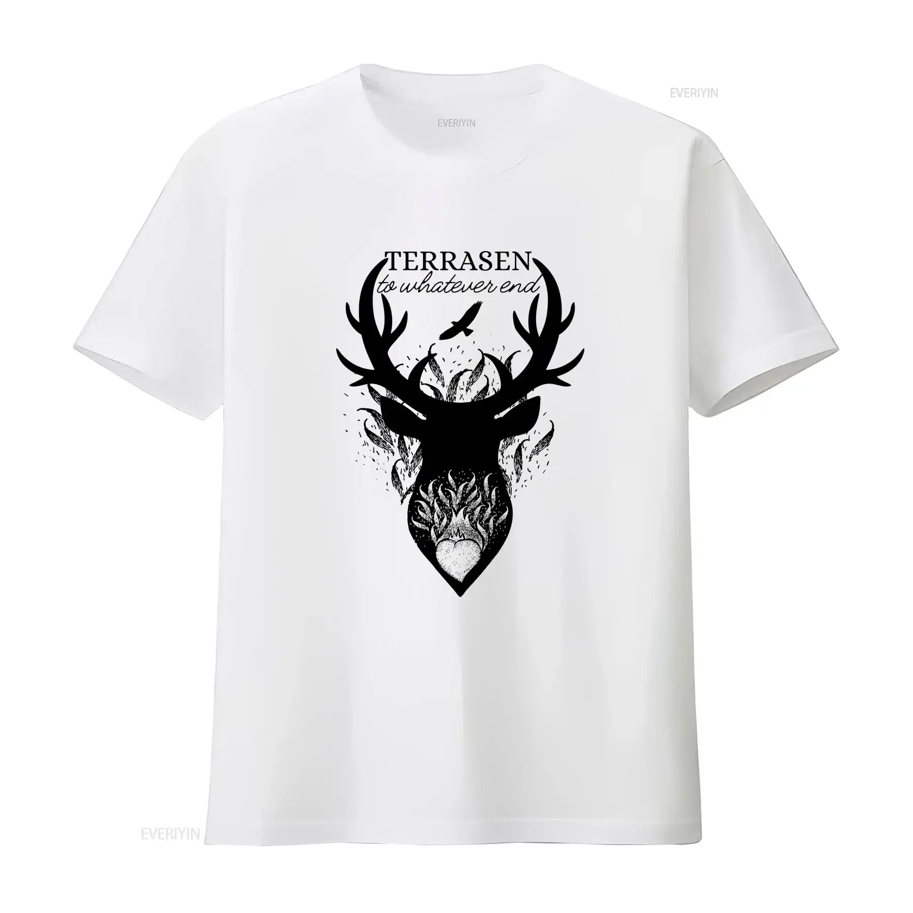 TOG Terrasen Fireheart To Whatever End Aelin Rowan SJM Merch Maasiverse White Classic Crewneck T shirt vintage Washed Stretched
