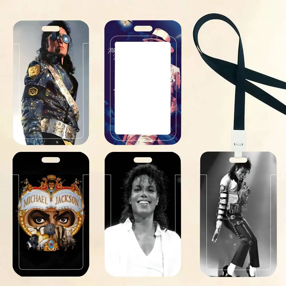 Singer M-Michael J-Jackson ID Card Holder Neck Strap Pendant Door Badge Holder Lanyards Keychain Work Credential Case Gift