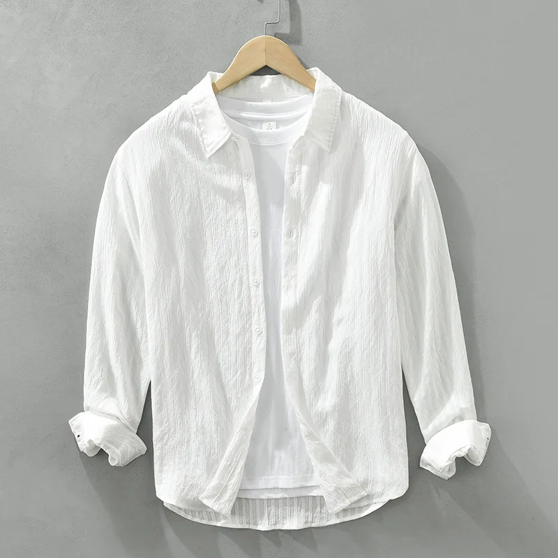 

Casual Men's Long Sve White irt Warm Base Layer Trendy Youth Faion Autumn Season Versatile Simple Design Comfortable Fit
