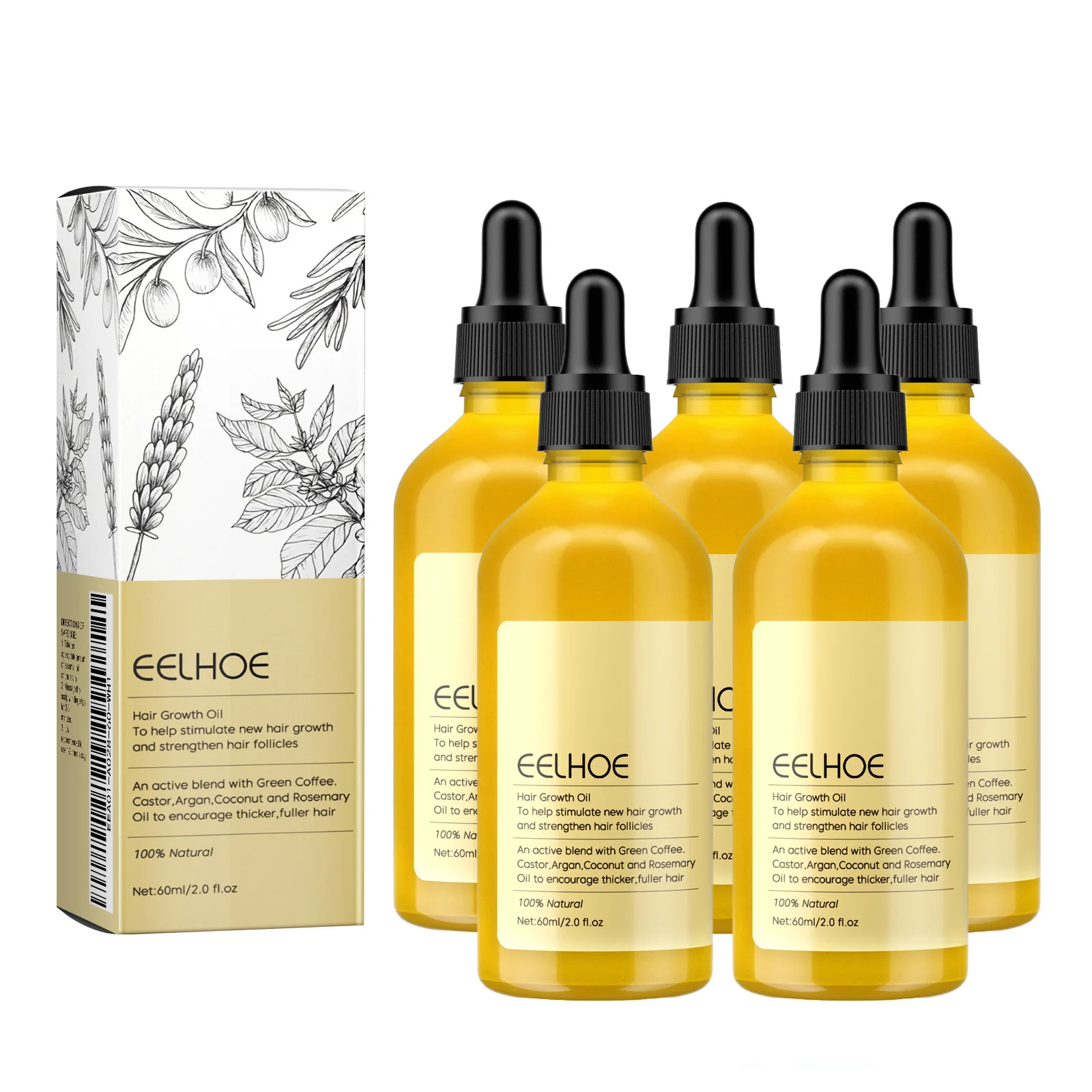 60 ml ätherisches Rosmarinöl für dichtes Haar, veganer Lavendel, Reparatur von Haarschäden, verhindert Haarausfall, glatte Haare, nährt Haarpflegeöl