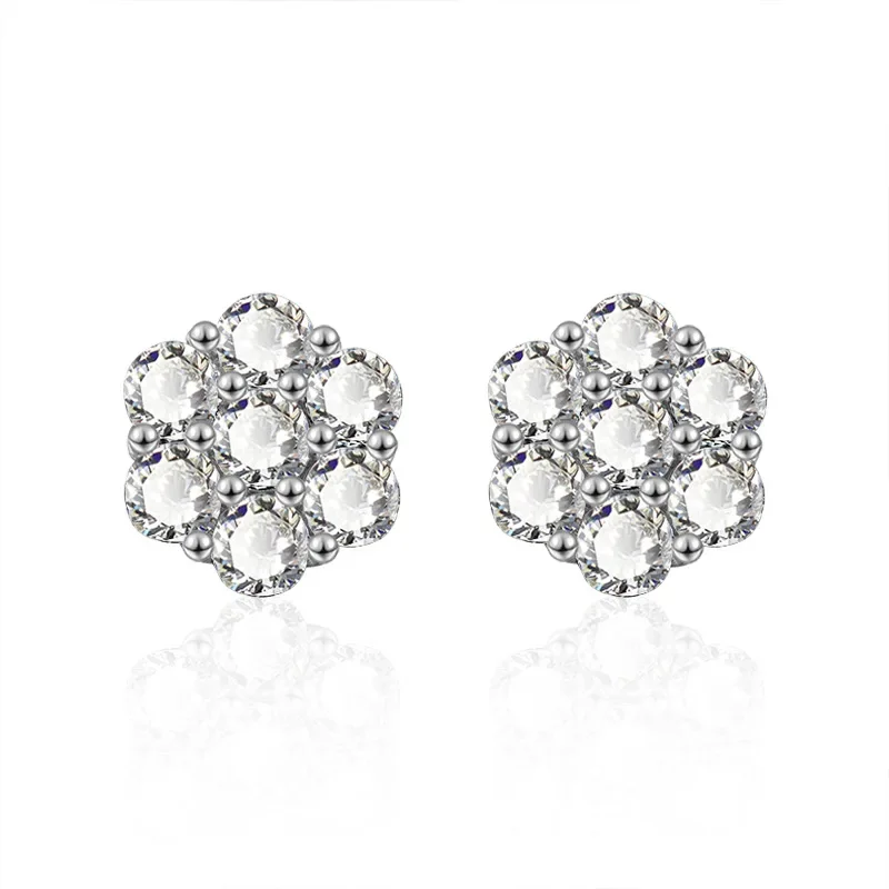 PT950 Mozambican diamond stud earrings women's 18K gold petal snowflake earrings girl jewelry