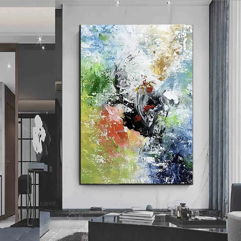 Hand Painted Large Size Abstract Canvas Oil Paintings Modern Textured Palette Knife Picture Wall Art For Home Decoration