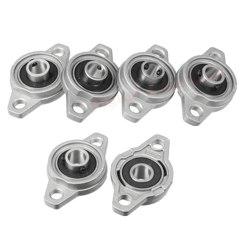 6 Packs KFL000 10mm Bore Zinc Alloy Self Aligning Pillow Block Flange Bearing for 10mm Linear Shaft Rod T10 Lead Screw