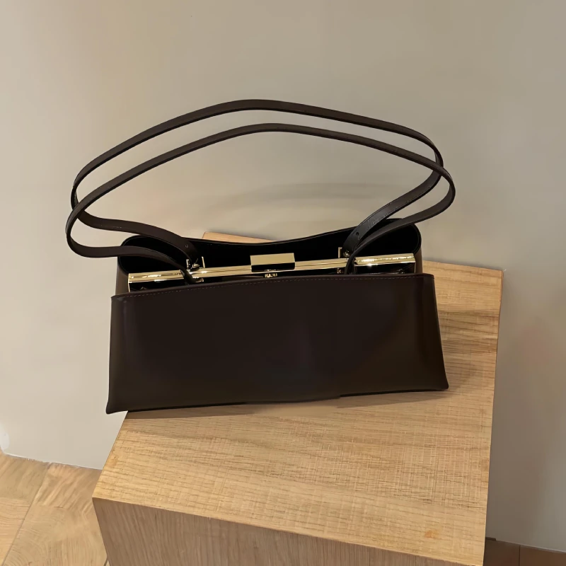 

Metal Frame Underarm Shoulder Bag,Women Luxury Top Handle Handbag,American Popular Trendy Commuter Everyday Chic Tote Bag